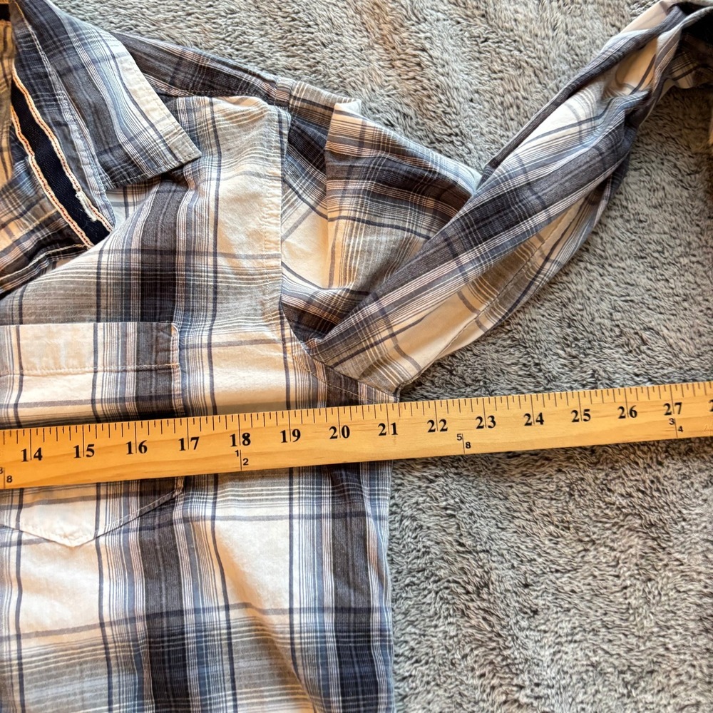 Levi Strauss Mens Medium Plaid Western Button Up Shirt Two Horse Brand 19537 - Picture 4 of 12